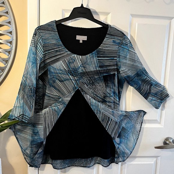 Laura (plus), XL blue tunic top, 2 layered - Picture 3 of 6